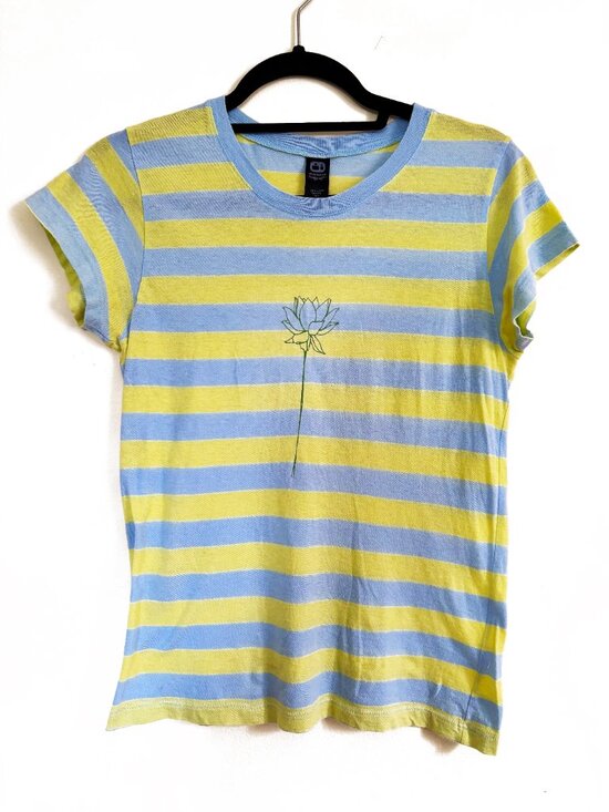 Alternative Other - Kids T Shirt by Alternative Vintage Soft - Blue Yellow Stripe Size Kids Large